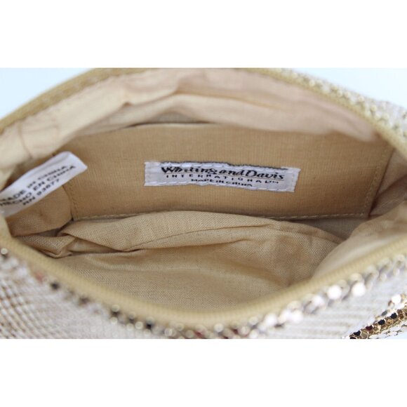Whiting & Davis Gold Mesh Evening Bag With Shoulder Strap & Zipper Closure - Picture 4 of 7
